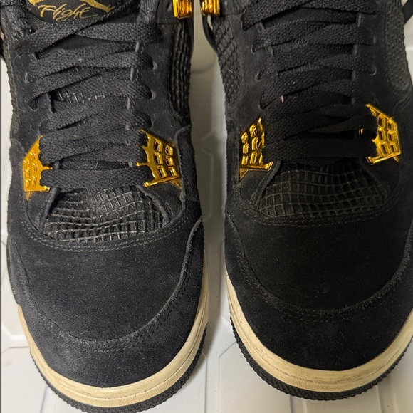 Jordan 4s Royalty Retro Sneakers in Black and Gold - Picture 2 of 11